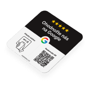 Hodnotící cedule Google s NFC čipem a QR kódem