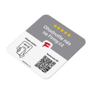 Hodnotící cedule Firmy.cz s NFC čipem a QR kódem